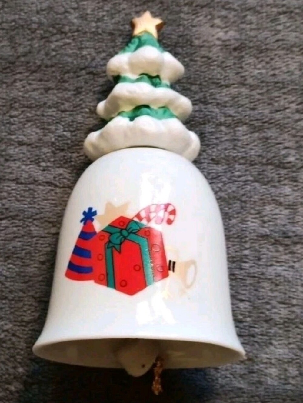 1989 Christmas Dinner Bell, Vintage 80s Holiday Retro Winter Home Decor Small